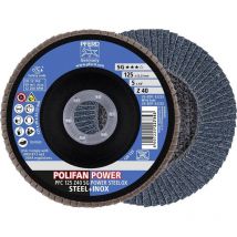 Disque à lamelles sg Power Steelox z conique Pferd mm: 125 - Grain: 40 - tr/min maxi: 13300 tr/min