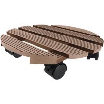 Pflanzenroller 2er wpc Pflanzenroller Blumenroller mit Feststellbare Räder Rollbrett 100KG Tragkraft Kübelroller 30x7.5cm(Rund Braun) Hengmei