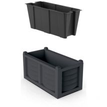 Frankystar - Pflanzgefäß aus Polyethylen mit Holzoptik und 3D-Finish. Pflanzgefäß für draußen 80x40x34h cm