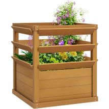 Pflanzkasten Mit Rankgitter, Hochbeet Mit Offenem Boden, Blumenkasten Aus Holz 65 X 65 X 73 Cm, Hellbraun