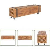 Yoyo - The Living Store TV-Schrank 110x30x32,5 cm Massivholz Teak - Fernsehschränkchen - Holzmöbel - Industrielles Design - Teakholzmöbel
