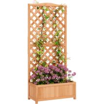 Pflanzkübel Mit Rankgitter Für Kletterpflanzen Und Breitem Boden, Aus Tannenholz, 76 X 36 X 170 Cm, Braun