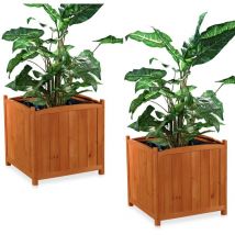 Mucola - 2x Blumenkübel + Räder und 2 Pflanzkasen Pflanzgefäß Balkon Pflanztrog Garten
