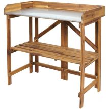 Pflanztisch HHG-575, Gärtnertisch Blumentisch Pflanzregal, zusammenklappbar Outdoor Akazie Holz MVG-zertifiziert, braun