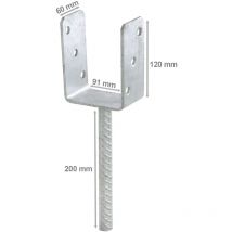 Pfostenträger verzinkt 91 x 120 x 60 x 4,0 mm