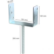 Pfostenträger verzinkt 161 x 120 x 60 x 4,0 mm