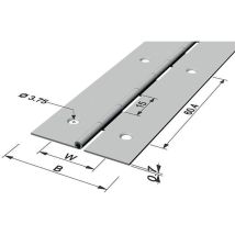 Stangenscharnier Scharnierbreite offen 40 mm Materialstärke 0,7 mm 1800 mm Eisen vermessingt
