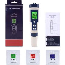 Qiyao - ph Mètre Électronique 5 en 1 avec tds ec Salinité Température, pH Testeur Multi-paramètres étanche IP67 de Haute précision, Testeur pH
