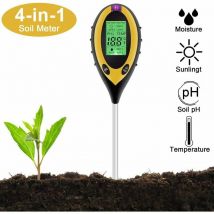 Soniatkia - Testeur d'Humidité de Sol 4 en 1, Kit de Test Numérique du Sol, pH, Température, Soleil, Humidité, Acidité avec Écran lcd Rétroéclairé