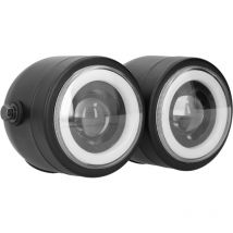 Sunxury - Phare led universel rond Double lumières yeux d'ange feux de croisement rétro moto blanc drl