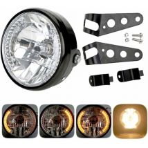 Phare rond pour moto - Projection led avec support de fixation - halogène led 12 v 17,8 cm,