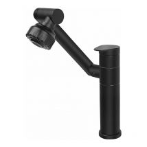 Phasat - Robinet de salle de bain, 360°Mitigeur de Lavabo,robinet Pulvériser d'évier à poser, mitigeur monocommande pour lavabo,Noir mat PTMP02B