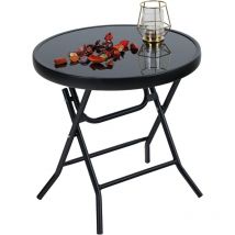 Table d'appoint pliante, table basse pliante, table de jardin d'extérieur, petite table ronde de patio - Noir - Phivilla
