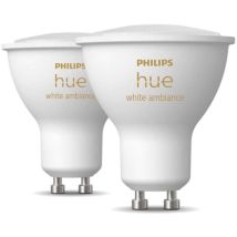Ampoules intelligentes - Ampoule led intelligente GU10, 4,3 w, intensité variable, lumière blanche, 2 pcs 929001953310 - Philips Hue