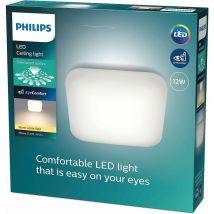 Philips - Mauve, plafonnier led 12W, carré, blanc chaud 2700K, blanc