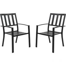 Phivilla - Metal Patio Outdoor Dining Chairs Set of 2 Stackable Bistro Deck Chairs for Garden Backyard Lawn, Black