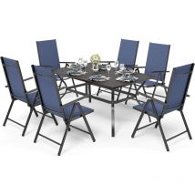 PHIVILLA 6+1 Table et chaises de jardinEnsemble de meubles de jardin 6 chaises pliantes de patio 6X réglables avec 7 positions d'assise et table de