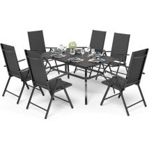 Phivilla - 6+1 Table et chaises de jardinEnsemble de meubles de jardin 6 chaises pliantes de patio 6X réglables avec 7 positions d'assise et table de