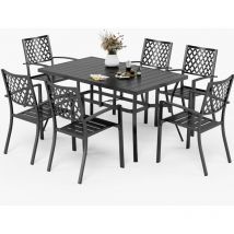 Garden Table and Chairs Set of 6 Garden Furniture Sets Patio Table with 6 Garden Chairs Metal Outdoor Bistro Garden Furniture Sets for Deck, Yard,