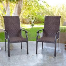 Phivilla - Garden Chairs Set of 2 Outdoor Rattan Chairs Patio Chair Metal Powder Coating Garden Furniture