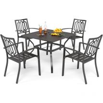 Garden Table and Chairs Set of 7 Patio Table Chairs Metal Outdoor Bistro Garden Furniture Sets Weather-resistant - Phivilla