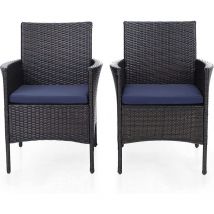 Phi villa 6er Set Rattan Stuhl mit Kissen aus Polyrattan und Stahlrahmen Gartenstuhl für Gartenbalkon Wasserdicht