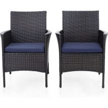 Phi villa 4er Set Rattan Stuhl mit Kissen aus Polyrattan und Stahlrahmen Gartenstuhl für Gartenbalkon Wasserdicht