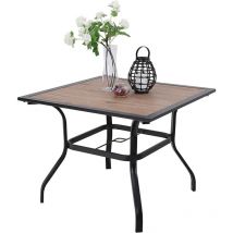 Gartentisch Wetterfest Outdoor Garten Tisch Terrassentisch Balkontisch E-Beschichtung Metall 94×94×71cm Holzähnlicher Quadratische Braun - Phivilla