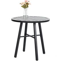 Phivilla - Outdoor Garden Side Table Bistro Coffee Table Metal Round Table Black