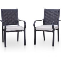 Phivilla - Patio Chairs Set of 2 Metal Rattan Chair with Cushion Outdoor Garden Chair Weather Resistant