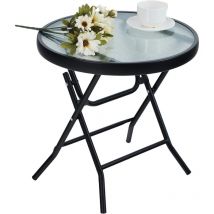 Table d'appoint pliante, table basse pliante, table de jardin d'extérieur, petite table ronde de patio - Transparent - Phivilla