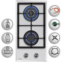 Phönix Domino-GW Gaskochfeld Weiß Glas 2 flammig Autark Propan /H-Gas