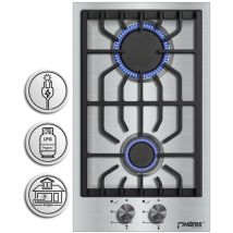 Phönix Domino-SL Gaskochfeld Edelstahl Gaskocher 2 flammig Propan /Erd