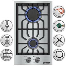 Phönix Domino-SL Gaskochfeld Inox Gaskocher 2 flammig Propan /H-Gas