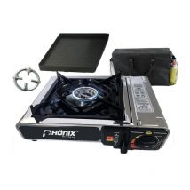 Phönix PC-20 Edelstahl Gaskocher Campingkocher 2,3KW + Grillplatte