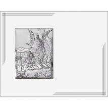 Photo de baptême en argent avec un ange gardien, un souvenir de baptême moderne dans un cadre blanc Taille: 25x20 cm UGS : VL881BI