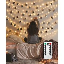 Photo Hanging Clip Chain, 50 LED 17ft, 8 Modes Photo Clips String Lights, with Remote Function for Photos, Photo Cards