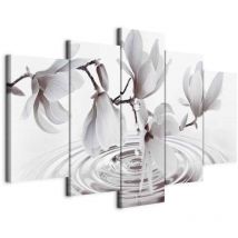 Bild – Magnolien Am Wasser (5-teilig) Breites Grau