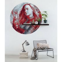Komar - Poster autocollant forme ronde Avengers Captain Marvel peinture - Carol Danvers Brie Larson - 125 cm