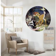 Komar - Poster autocollant forme ronde Disney Bambi, panpan, fleur et papillon - 125 cm