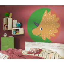 Komar - Poster autocollant forme ronde Petit Dinosaure Tricératop - 125 cm