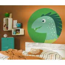 Poster autocollant forme ronde Petit Dinosaure Velocyraptor - 125 cm