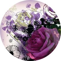 Ag Art - Papier peint intissé auto-adhésif rond Thème Collage De Fleurs - cm