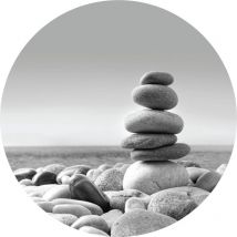 Ag Art - Papier peint intissé auto-adhésif rond Thème Pyramide de pierres Zen - 140 x 140 cm