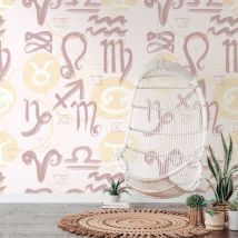 Photo wallpaper Profhome 391991 hot embossed non-woven wallpaper smooth design matt cream yellow pink brown 1.59 m x 2.8 m