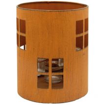 Photophore de jardin en métal rouillé