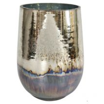 Hoff Interieur - Photophore verre bleu argenté 18x25cm - Argenté