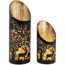 Photophores biseautés en métal Cerf (lot de 2)