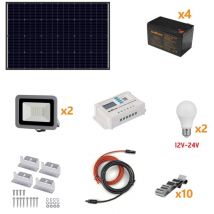 Photovoltaik-Insel-Kit 160 w – Kit mit Solarpanel, Laderegler, Projektor und Installationszubehör - Alcapower