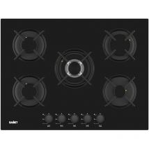 Piano cottura a gas in vetro nero con 5 fuochi - Samet Minerva70